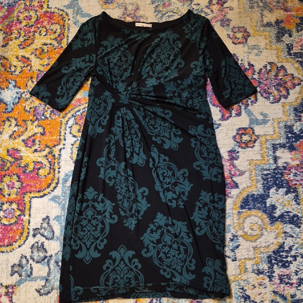 🎈Signature Sadie Black & Hunter Green Filagree Pattern Dress